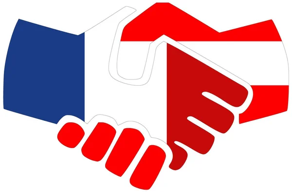 Franciaország Ausztria Kézfogás Megállapodás Vagy Barátság Szimbóluma — Stock Fotó
