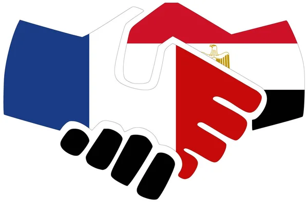 Γαλλία Αίγυπτος Χειραψία Σύμβολο Συμφωνίας Φιλίας — Φωτογραφία Αρχείου