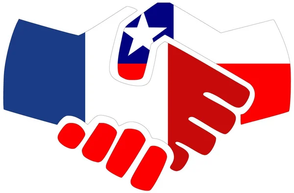 Frankrijk Chili Handdruk Symbool Van Overeenkomst Vriendschap — Stockfoto