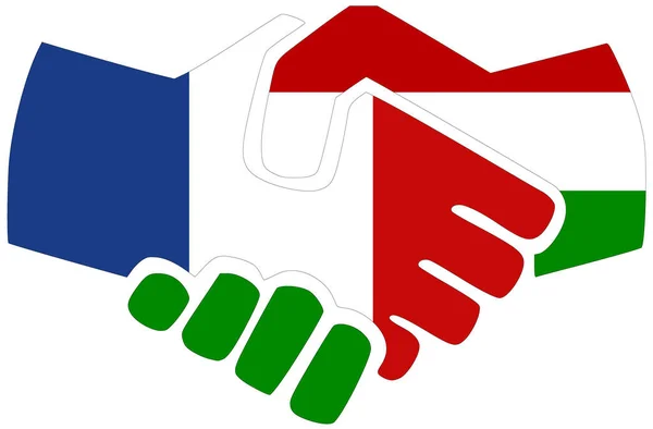Francie Maďarsko Potřesení Rukou Symbol Dohody Nebo Přátelství — Stock fotografie