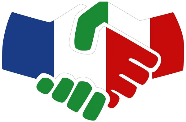 Франция Италия Рукопожатие Символ Согласия Дружбы — стоковое фото