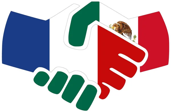 Γαλλία Μεξικό Χειραψία Σύμβολο Συμφωνίας Φιλίας — Φωτογραφία Αρχείου