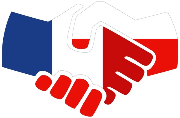 Франція Польща Рукостискання Символ Згоди Або Дружби — стокове фото