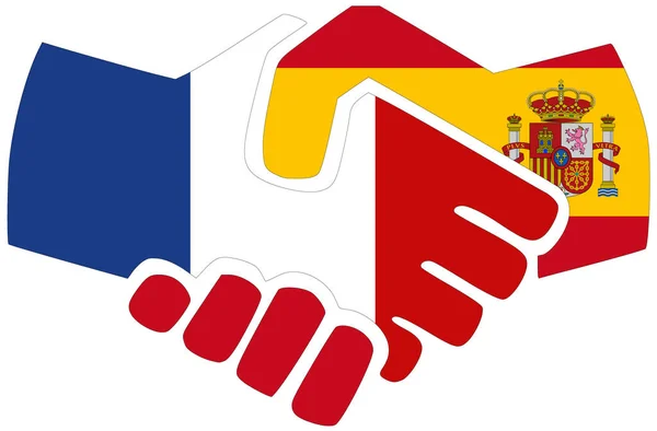 Γαλλία Ισπανία Χειραψία Σύμβολο Συμφωνίας Φιλίας — Φωτογραφία Αρχείου