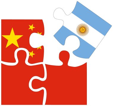 Çin - Arjantin: bayraklı yapboz şekilleri, anlaşma sembolü veya arkadaşlık