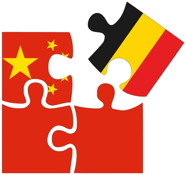 Chine Belgique Formes Puzzle Avec Drapeaux Symbole Accord Amitié — Photo