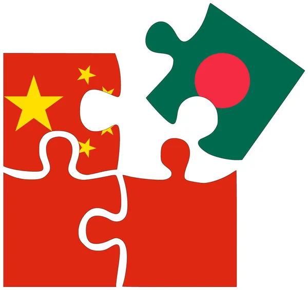 Κίνα Μπαγκλαντές Σχήματα Παζλ Σημαίες Σύμβολο Συμφωνίας Φιλίας — Φωτογραφία Αρχείου