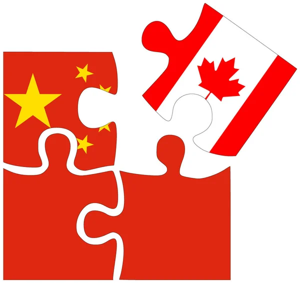 China Canada Puzzel Vormen Met Vlaggen Symbool Van Overeenkomst Vriendschap — Stockfoto