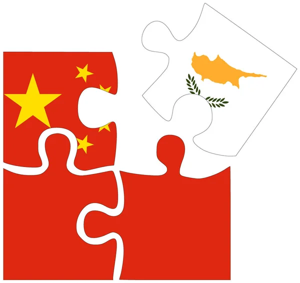 Kína Ciprus Puzzle Formák Zászlókkal Szimbóluma Megállapodás Vagy Barátság — Stock Fotó
