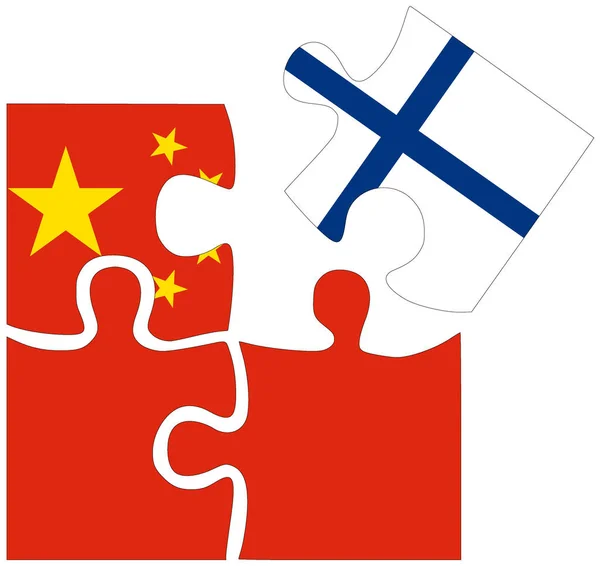 Cina Finlandia Forme Puzzle Con Bandiere Simbolo Accordo Amicizia — Foto Stock