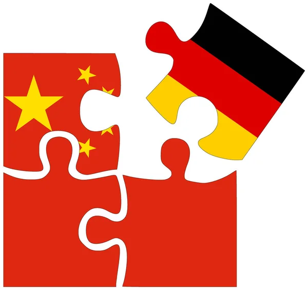 Çin Almanya Bayraklı Bulmaca Şekilleri Anlaşmanın Sembolü Veya Dostluğun — Stok fotoğraf