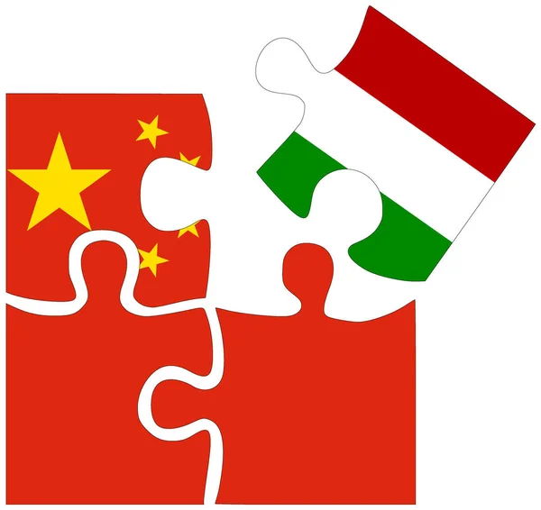 Κίνα Ουγγαρία Σχήματα Παζλ Σημαίες Σύμβολο Συμφωνίας Φιλίας — Φωτογραφία Αρχείου