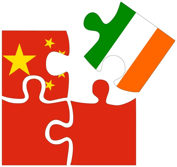 Kína Írország Kirakós Formák Zászlókkal Megállapodás Vagy Barátság Szimbólumával — Stock Fotó