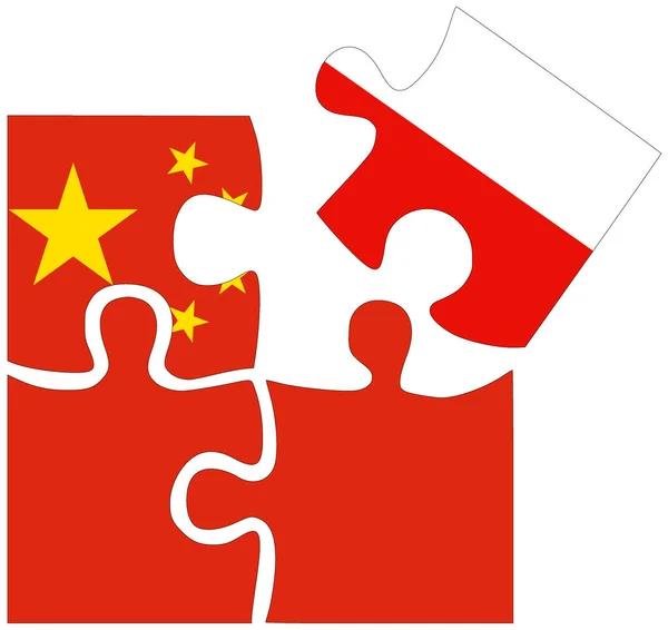 Kína Lengyelország Kirakós Formák Zászlókkal Megállapodás Vagy Barátság Szimbólumával — Stock Fotó