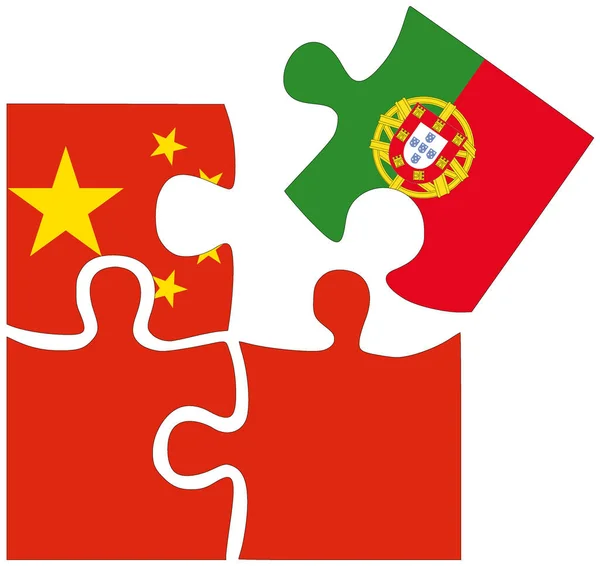 Chiny Portugalia Puzzle Flagami Symbolem Porozumienia Lub Przyjaźni — Zdjęcie stockowe