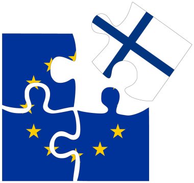 AB - Finlandiya: bayraklı bulmaca şekilleri, anlaşma sembolü veya dostluk