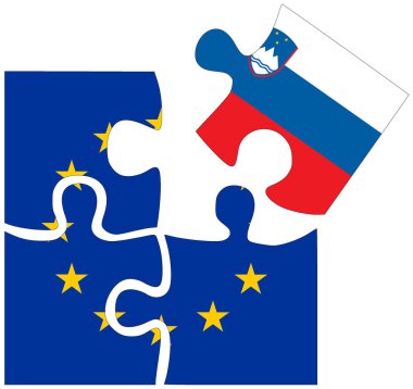 AB - Slovenya: bayraklı bulmaca şekilleri, anlaşma sembolü veya dostluk