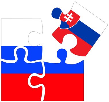 Rusya - Slovakya: bayraklı bulmaca şekilleri, anlaşma veya dostluğun sembolü