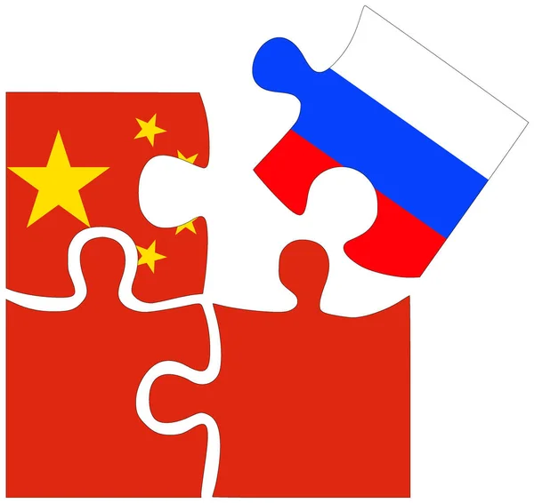 Китай Россия Фигуры Головоломок Флагами Символом Согласия Дружбы — стоковое фото