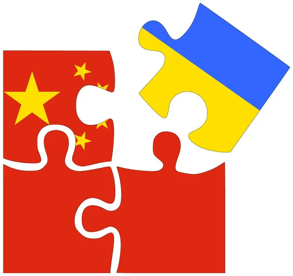 Κίνα Ουκρανία Σχήματα Παζλ Σημαίες Σύμβολο Της Συμφωνίας Της Φιλίας — Φωτογραφία Αρχείου