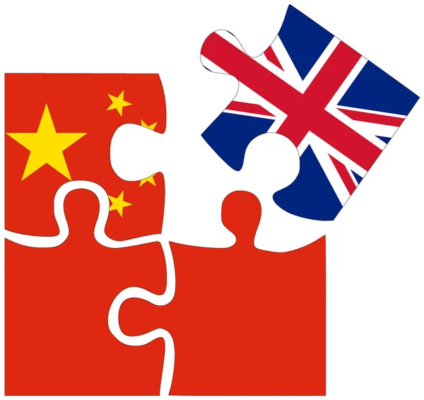 Kína Egyesült Királyság Kirakós Formák Zászlókkal Megállapodás Vagy Barátság Szimbólumával — Stock Fotó