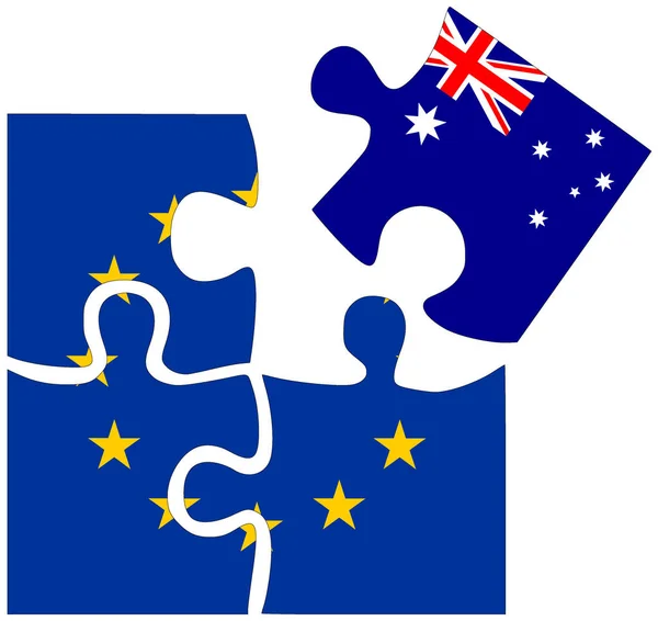 Australie Formes Puzzle Avec Drapeaux Symbole Accord Amitié — Photo