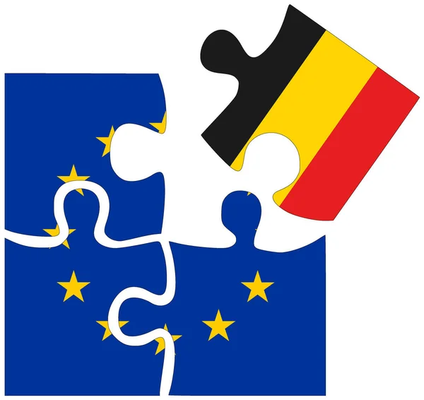 Belçika Bayraklı Bulmaca Şekilleri Anlaşma Veya Dostluğun Sembolü — Stok fotoğraf