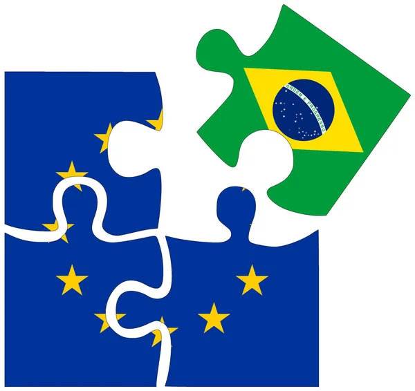 Brazil Puzzle Shapes Flags Symbol Agreement Friendship — Stock Photo, Image