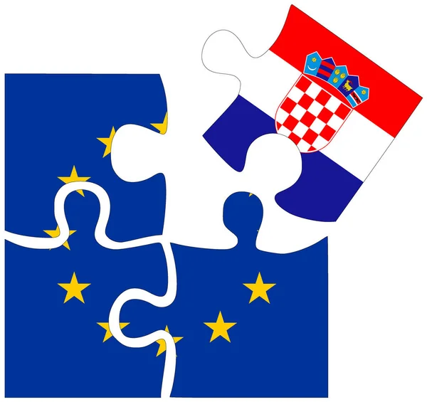 Κροατία Σχήματα Παζλ Σημαίες Σύμβολο Συμφωνίας Φιλίας — Φωτογραφία Αρχείου