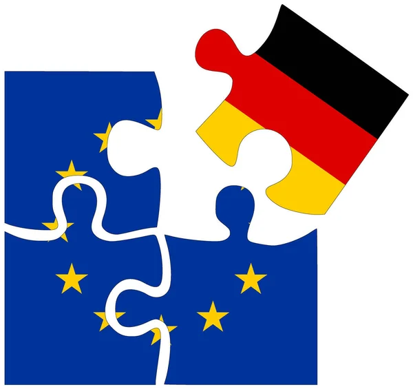 Deutschland Puzzleteile Mit Fahnen Symbol Der Übereinkunft Oder Freundschaft — Stockfoto