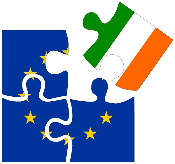 Írország Kirakós Formák Zászlókkal Megállapodás Szimbólumával Vagy Barátsággal — Stock Fotó