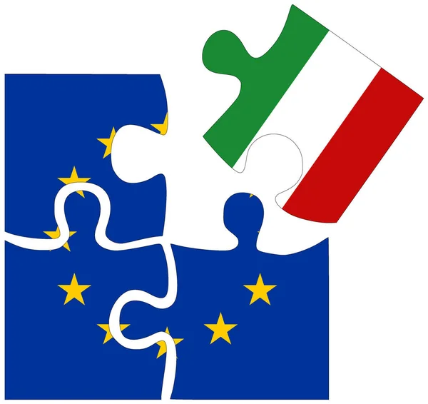 Itália Formas Quebra Cabeças Com Bandeiras Símbolo Acordo Amizade — Fotografia de Stock