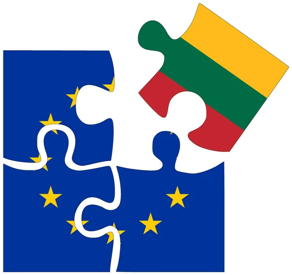 Lituânia Formas Quebra Cabeças Com Bandeiras Símbolo Acordo Amizade — Fotografia de Stock