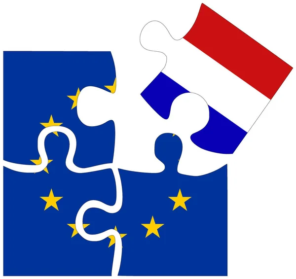 Netherlands Puzzle Shapes Flags Symbol Agreement Friendship — Stock Photo, Image