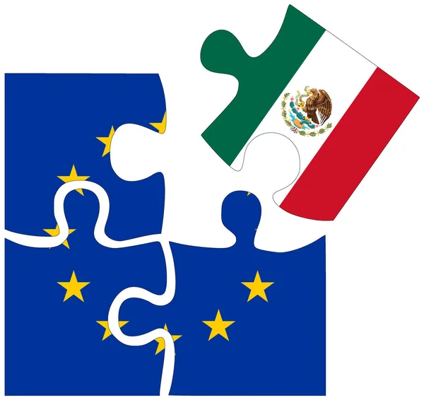 Mexico Puzzle Shapes Flags Symbol Agreement Friendship — Stock Photo, Image