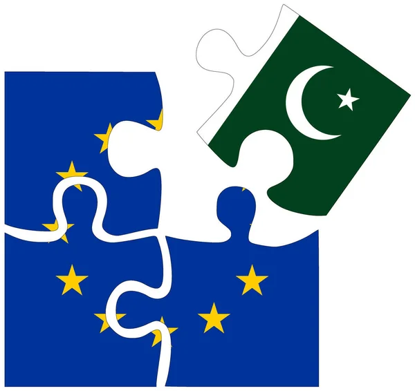 パキスタン フラグ 合意または友情のシンボルでパズルの形 — ストック写真