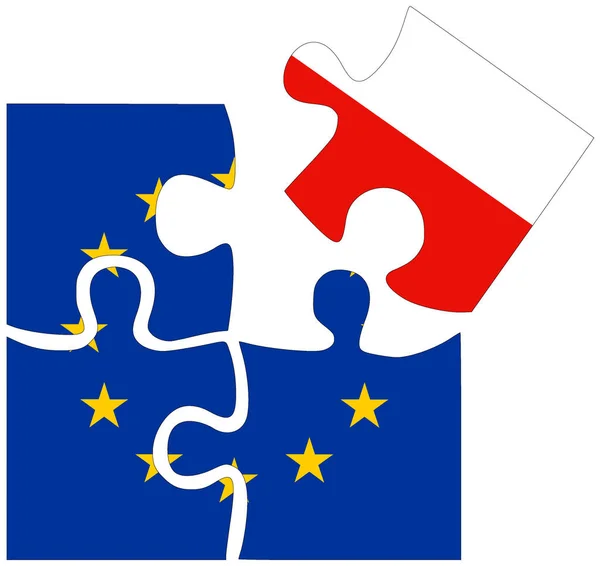 Polsko Puzzle Tvary Vlajkami Symbolem Dohody Nebo Přátelství — Stock fotografie