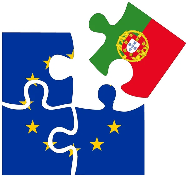 葡萄牙 国旗的拼图 协议或友谊的象征 — 图库照片
