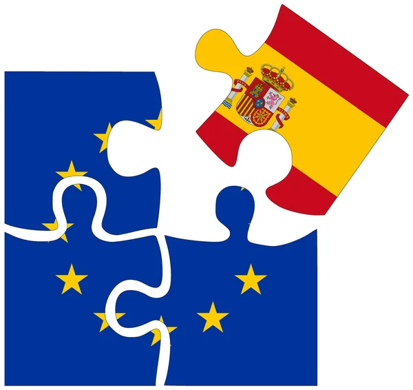 Ισπανία Σχήματα Παζλ Σημαίες Σύμβολο Συμφωνίας Φιλίας — Φωτογραφία Αρχείου