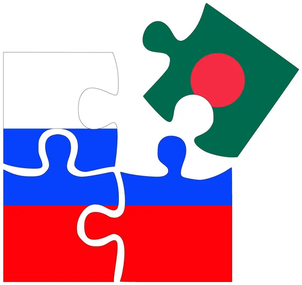 Ρωσία Μπαγκλαντές Σχήματα Παζλ Σημαίες Σύμβολο Συμφωνίας Φιλίας — Φωτογραφία Αρχείου