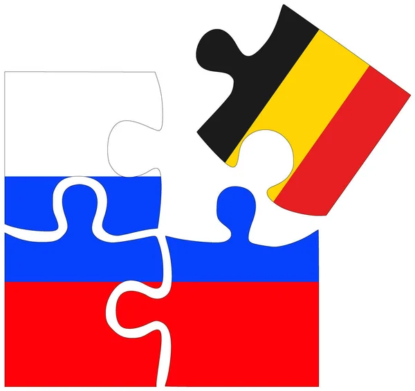 Russie Belgique Formes Puzzle Avec Drapeaux Symbole Accord Amitié — Photo