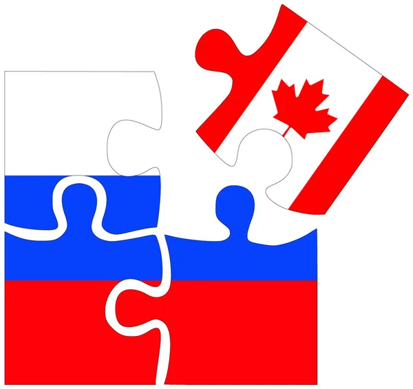 Rusland Canada Puzzel Vormen Met Vlaggen Symbool Van Overeenkomst Vriendschap — Stockfoto