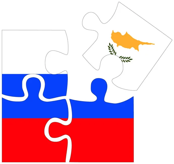 Rússia Chipre Formas Quebra Cabeça Com Bandeiras Símbolo Acordo Amizade — Fotografia de Stock