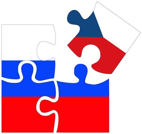 Ρωσία Τσεχία Σχήματα Παζλ Σημαίες Σύμβολο Συμφωνίας Φιλίας — Φωτογραφία Αρχείου