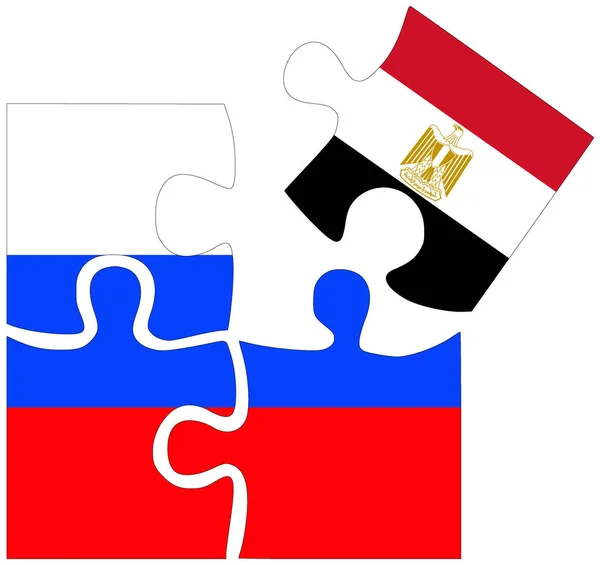Russia Egypt Puzzle Shapes Flags Symbol Agreement Friendship — Stock Photo, Image