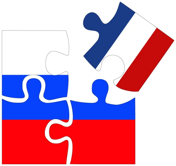 Ρωσία Γαλλία Σχήματα Παζλ Σημαίες Σύμβολο Συμφωνίας Φιλίας — Φωτογραφία Αρχείου