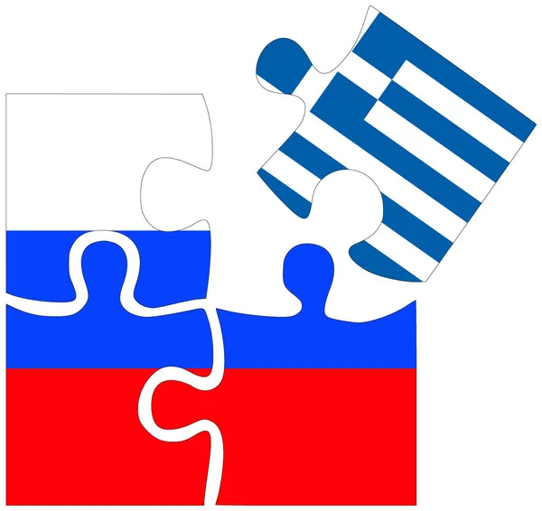 Russia Grecia Forme Puzzle Con Bandiere Simbolo Accordo Amicizia — Foto Stock