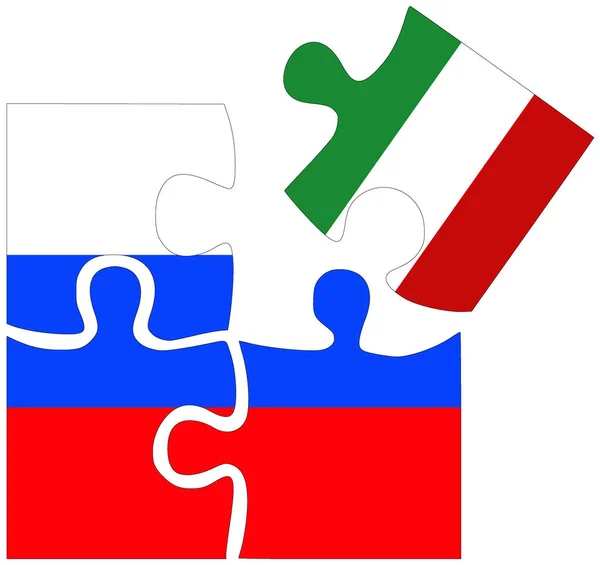 Ρωσία Ιταλία Σχήματα Παζλ Σημαίες Σύμβολο Συμφωνίας Φιλίας — Φωτογραφία Αρχείου