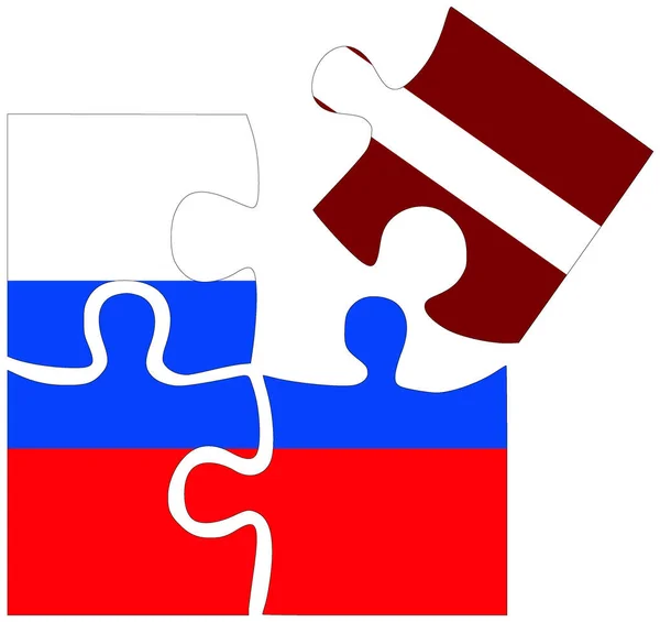 Russia Lettonia Puzzle Con Bandiere Simbolo Accordo Amicizia — Foto Stock