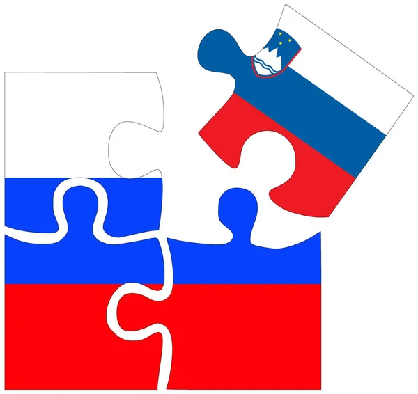 Russland Slowenien Puzzleteile Mit Fahnen Symbol Der Übereinkunft Oder Freundschaft — Stockfoto